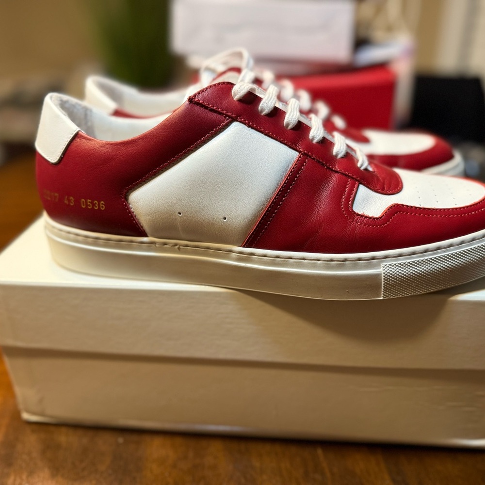 Common Projects Red and White Sneakers - Picture 2 of 9